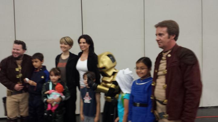 Blackstar and Nicki Clyne hosting the kid's costume contest