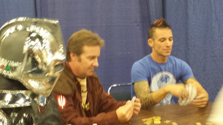 Spectre and Noah playing pyramid